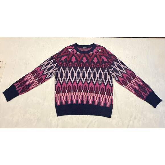 Vineyard Vines Sweaters - Vineyard Vines Navy Pink Geometric Knit Crew Neck Long Sleeve Pullover Sweater M